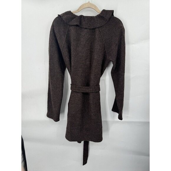 Cynthia‎ Rowley Wool Jacket Women Small Brown Ruffle Bohemian Academia Old Money - Picture 5 of 10